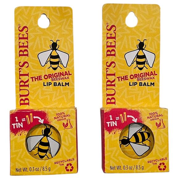 BURT'S BEES BEESWAX Original Plain LIP BALM 0.30 0z./8.5g TIN Discontinued RARE - Picture 1 of 2